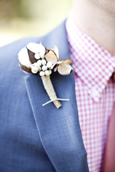 cotton wedding boutonierre
