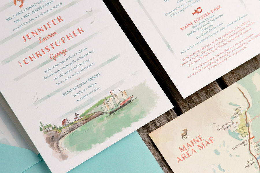 Coastal Maine Inspired Wedding Invitation